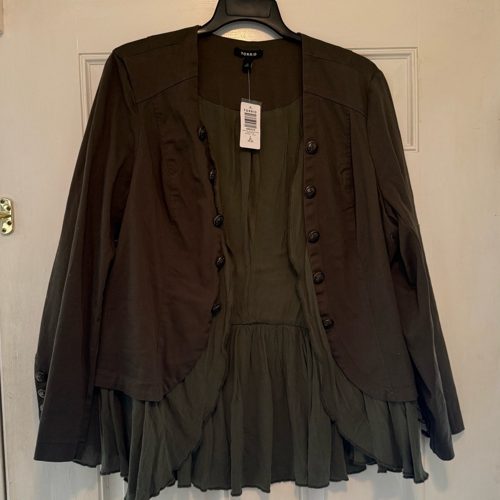 Chic Olive Women's Blazer with Button Detail